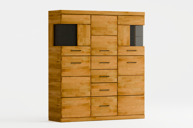 Tammi puusta vitriinikaappi RARO 84 tummalla lasilla