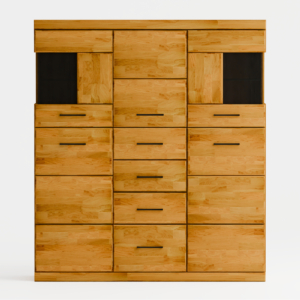 Tammi puusta vitriinikaappi RARO 84 tummalla lasilla