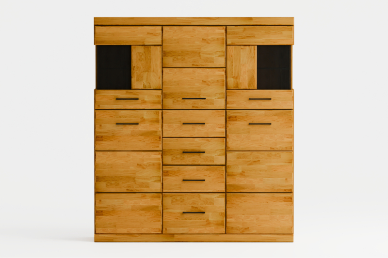 Tammi puusta vitriinikaappi RARO 84 tummalla lasilla