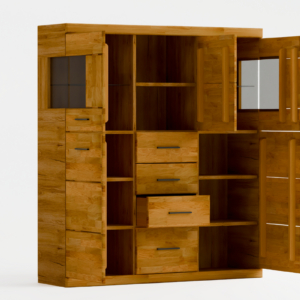 Tammi puusta vitriinikaappi RARO 84 tummalla lasilla