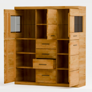 Tammi puusta vitriinikaappi RARO 84 tummalla lasilla