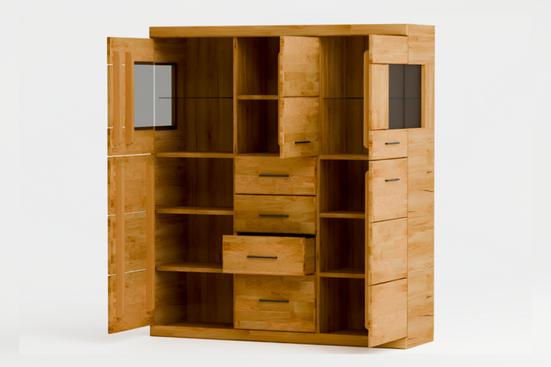 Tammi puusta vitriinikaappi RARO 84 tummalla lasilla