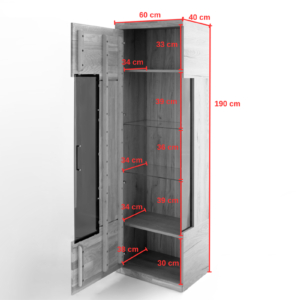 Tammi puusta valmistettu vitriini kaappi RARO 91 sävylasilla