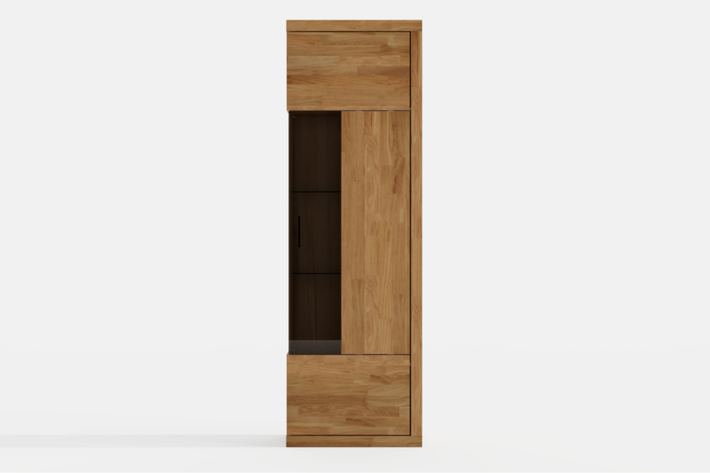 Tammi puusta valmistettu vitriini kaappi RARO 91 sävylasilla