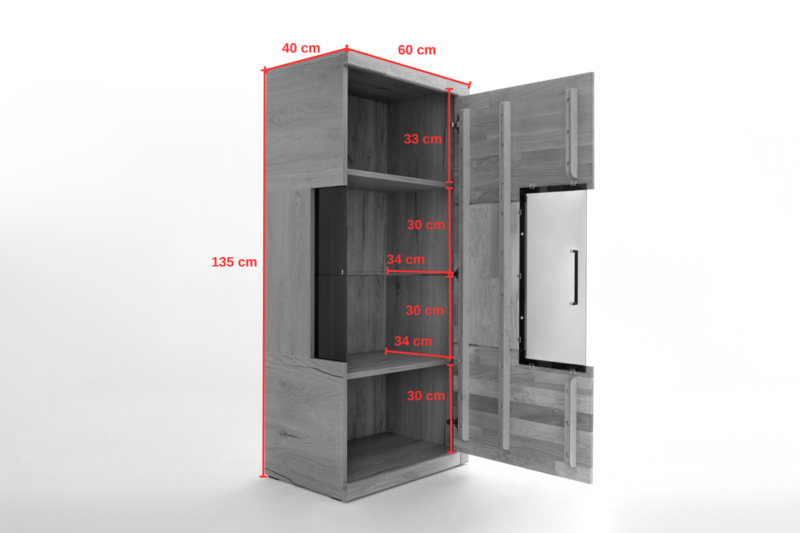 RE-95 Tammi puusta valmistettu vitriinkappi Raro 95