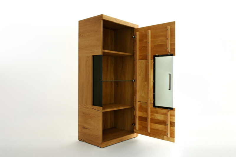 RE-95-_3_ Tammi puusta valmistettu vitriinkappi Raro 95