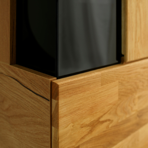 RE-95-_5_ Tammi puusta valmistettu vitriinkappi Raro 95