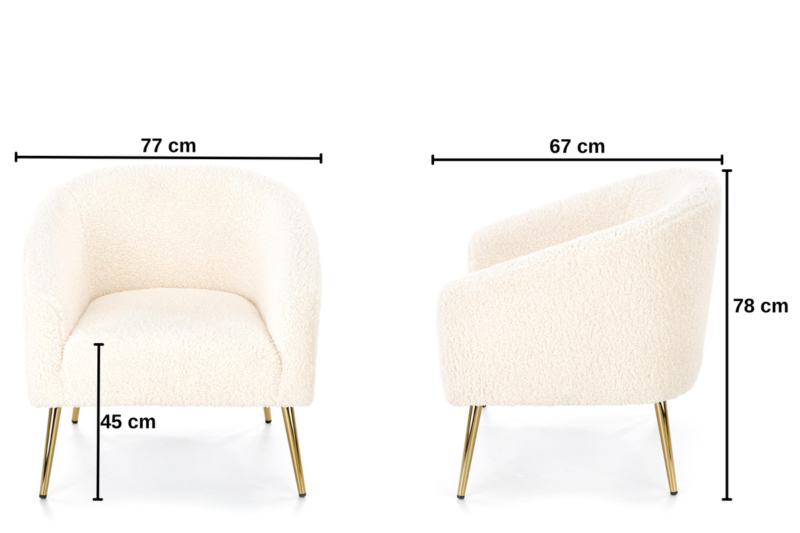 Pehmustettu nojatuoli Soft 01 kultaisilla jaloilla