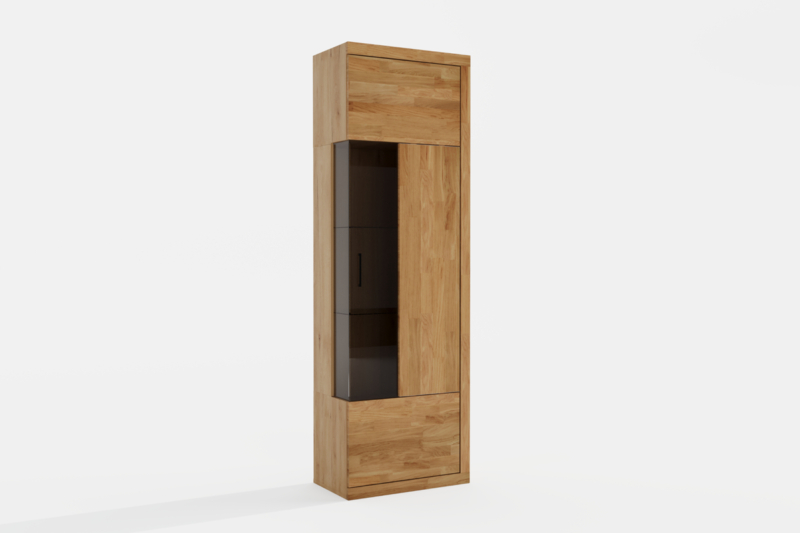 Tammi puusta valmistettu vitriini kaappi RARO 91 sävylasilla