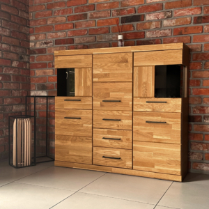 Tammi-puiset näyttökaappi RARO 81