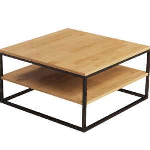 Metallinen ja puinen sohvapöytä 80/80 cm