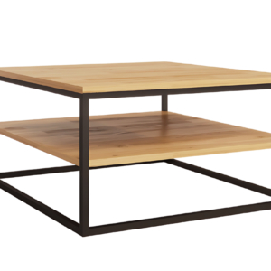 Metallinen ja puinen sohvapöytä 80/80 cm