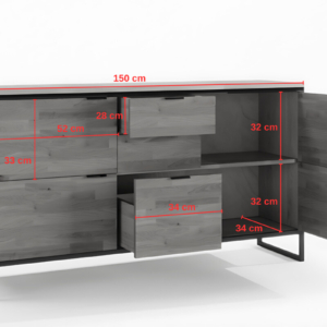 kongo-03-wymiary Tammi puusta valmistettu KONGO LOFT 03 komero