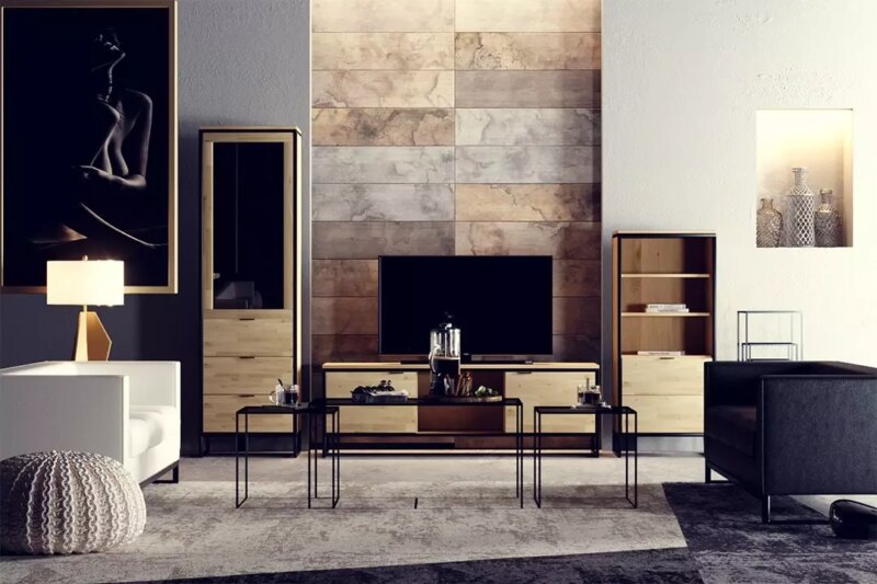 meble-loft-do-salonu Tammi puinen TV-taso LOFT 02