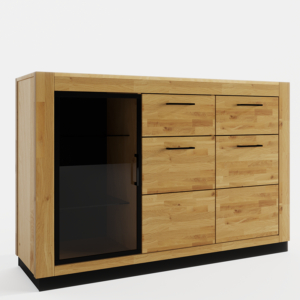 Tammi-puusta valmistettu NEOMI 03-lasiovinen lipasto