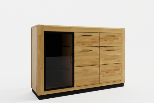 Tammi-puusta valmistettu NEOMI 03-lasiovinen lipasto