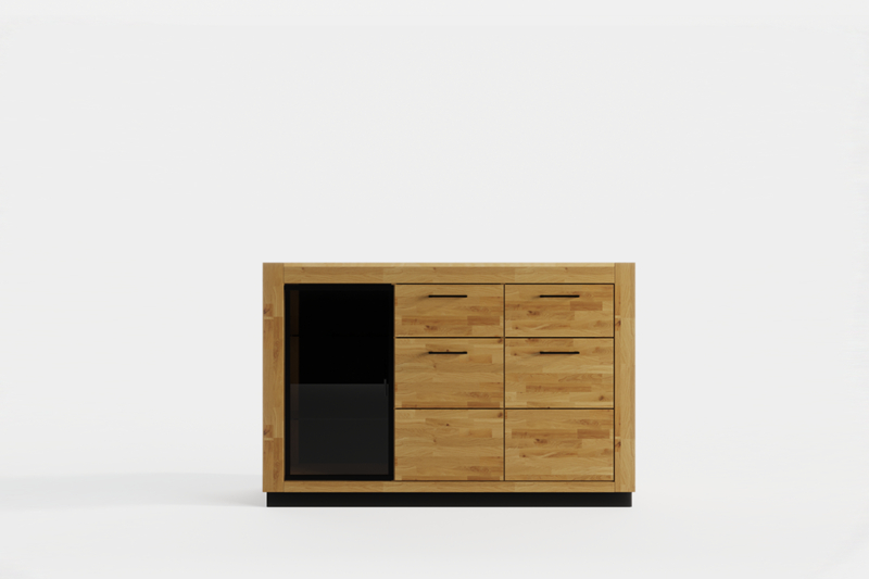 Tammi-puusta valmistettu NEOMI 03-lasiovinen lipasto