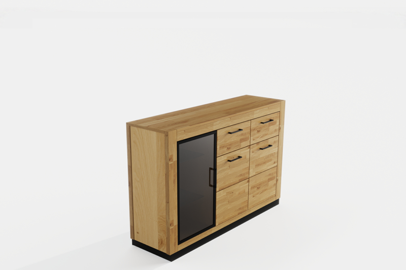 Tammi-puusta valmistettu NEOMI 03-lasiovinen lipasto