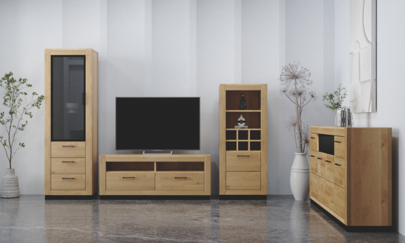 Tammi-puusta vitriinikaappi NEOMI 05