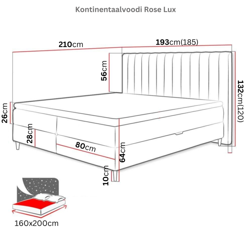Mannermallinen sänky Rose Lux - 120x200
