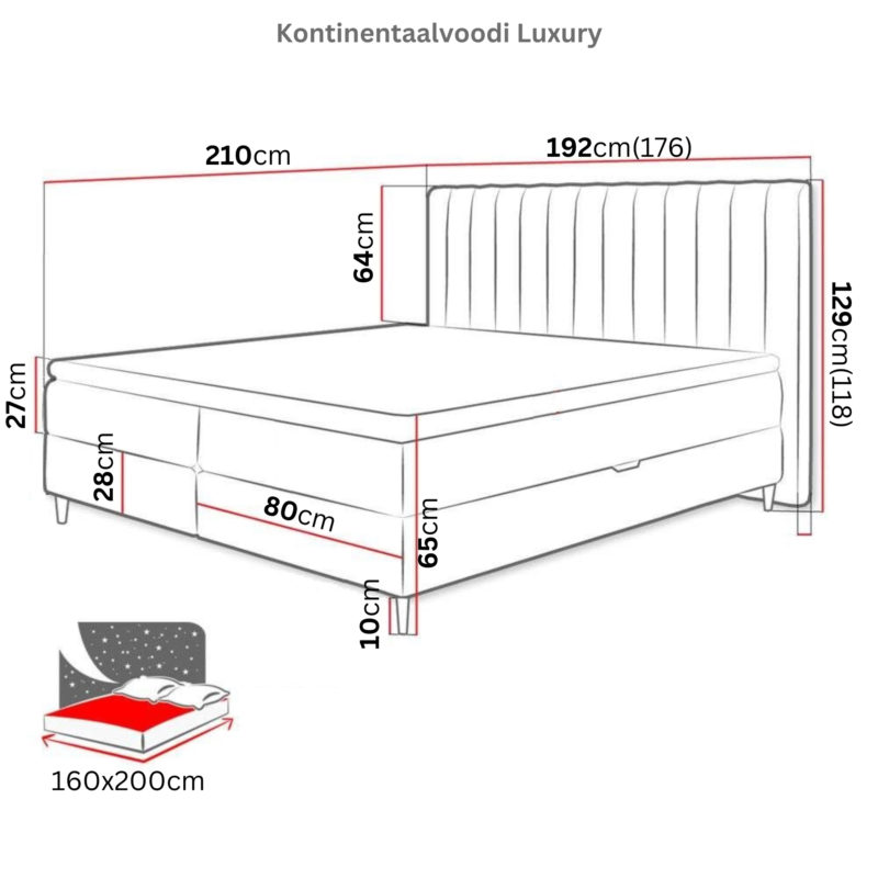 Kontinentaalisänky Luxury 160x200