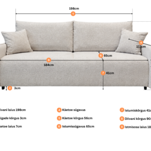 Madeira-moodud Vuodesohva Malaga beige