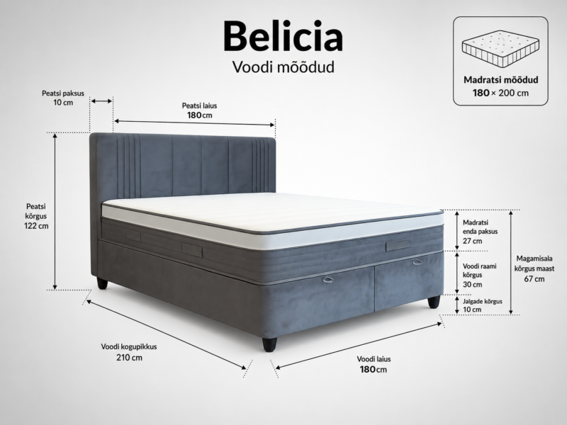 Belicia_mootmed_180x200 Kontinentaalisänky Belicia beige -180x200