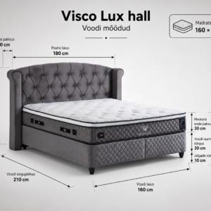 Visco_Lux_hall_mootmed_160x200-1 Kontinentaalisänky Visco Lux Harmaa 160x200